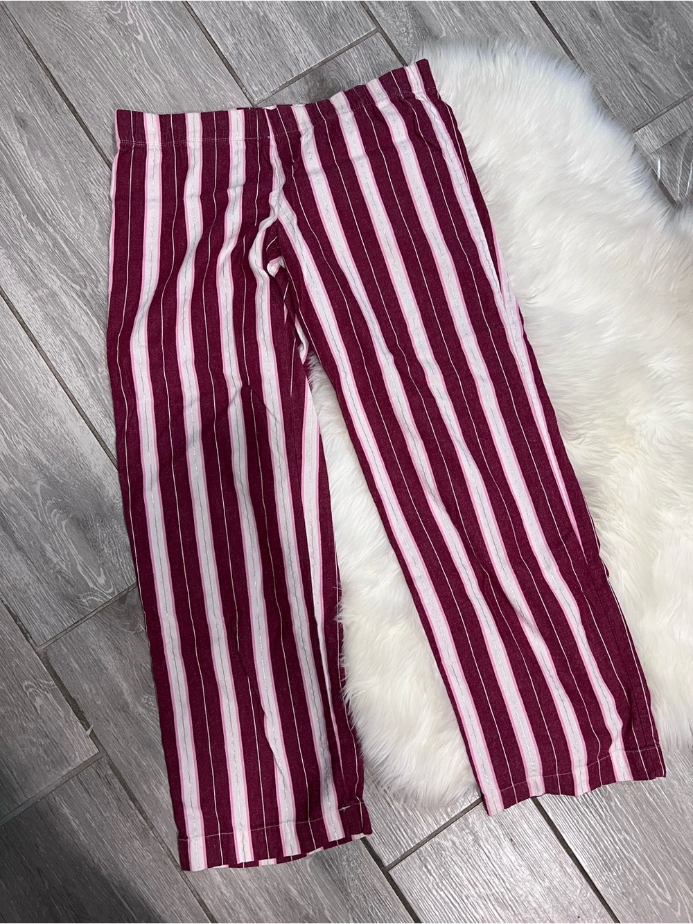 Striped Burgundy and Light Pink Women’s Pajama Pants